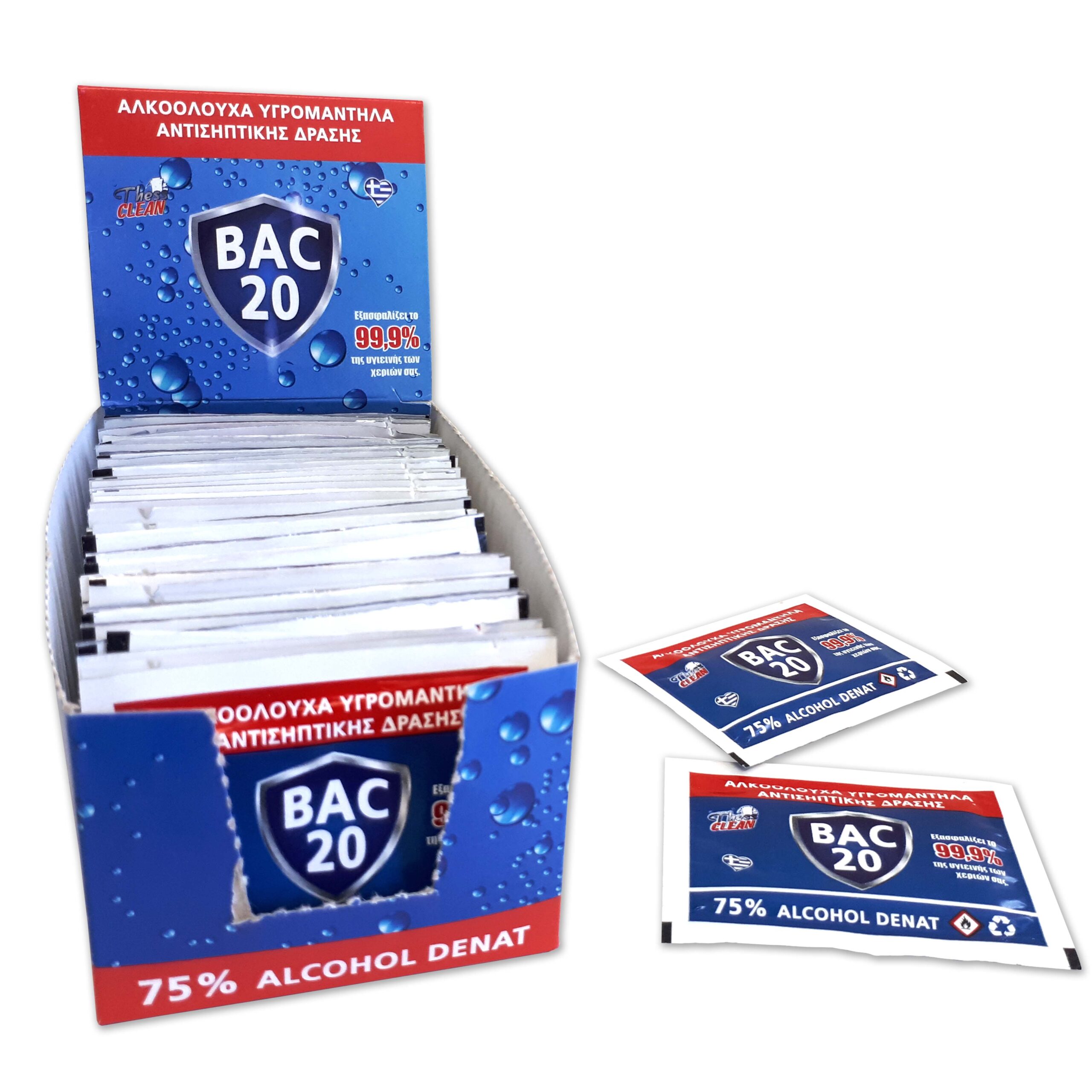 Αλκοολούχο Υγρομάντηλο 75% Αντισηπτικής Δράσης BAC 20